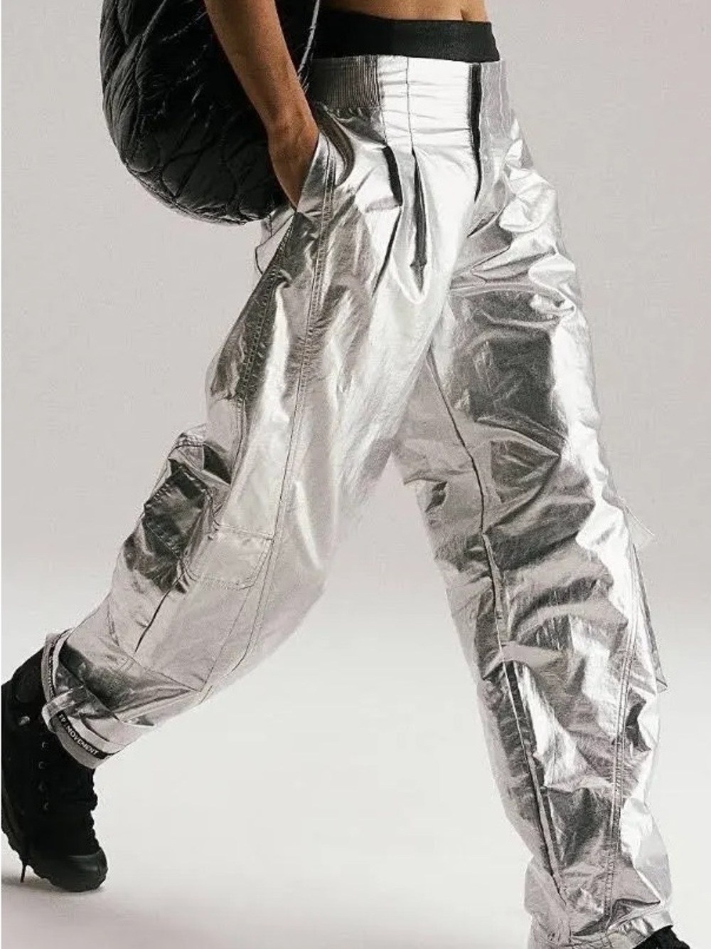 FP Movement by Free People Silver Metallic Track Joggers